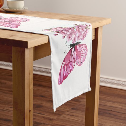 Chemin De Table Long Flower Butterfly with Pink Sakura (In Situ)