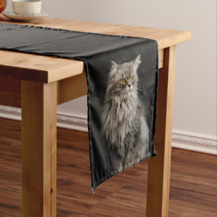 Chemin De Table Long Fluffy Gris