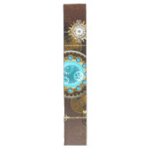 Chemin De Table Long Fond rouillé Steampunk avec verres turquoise (Devant)