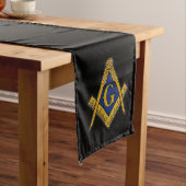 Chemin De Table Long Freemason Masonic Carré et Compass (In Situ)