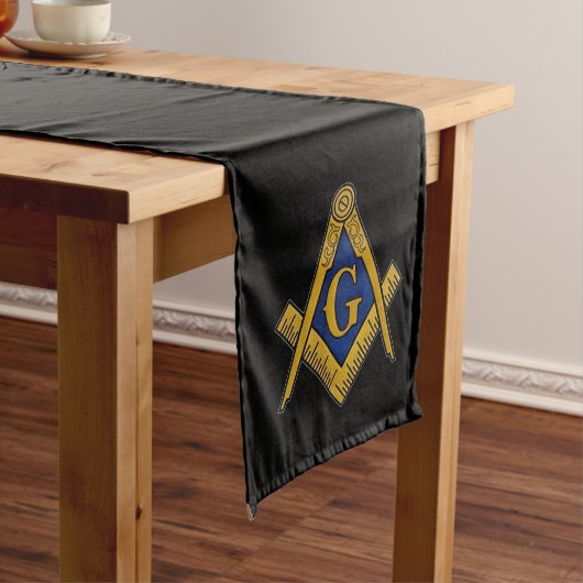 Chemin De Table Long Freemason Masonic Carré et Compass (In Situ)