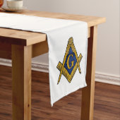 Chemin De Table Long Freemason Masonic Carré et Compass (In Situ)
