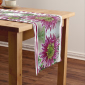 Chemin De Table Long Fuchsia Pink Chrysanthemums Collage Table Runner (In Situ)