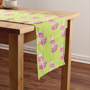 Chemin De Table Long Fuchsias exotiques sur un coureur de table