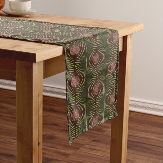 Chemin De Table Long Géométrique tribal vert & marron (In Situ)
