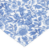 Chemin De Table Long Gravures florales bleues intemporelles (Coin)