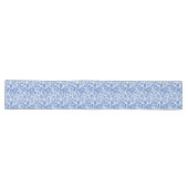 Chemin De Table Long Gravures florales bleues intemporelles (Horizontal)