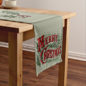 Chemin De Table Long Green 1876 Merry Christmas (In Situ)