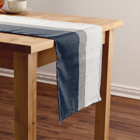 Chemin De Table Long Gris Bleu Foncé Abstrait Moderne Rayure De Base (In Situ)