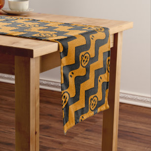 Chemin De Table Long Halloween Chevron Motif avec Fantômes et Citrouill