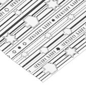 Chemin De Table Long Hanukkah Black and White Stars (Coin)