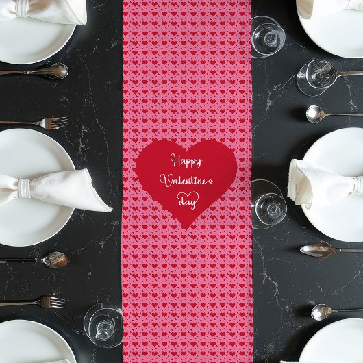 Chemin De Table Long Happy Valentine’s Day Hearts Romantic Table Runner