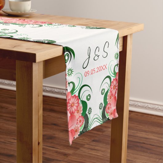 Chemin De Table Long Hibiscus rose floral 16 x 108 Mariage (In Situ)