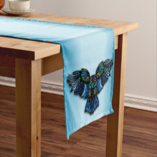 Chemin De Table Long Hibou Bleu