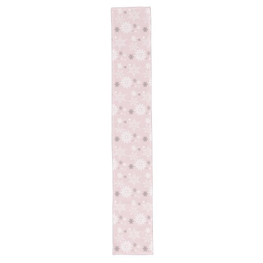 Chemin De Table Long Hiver Pastel Pink Snowflake Noël (Devant)