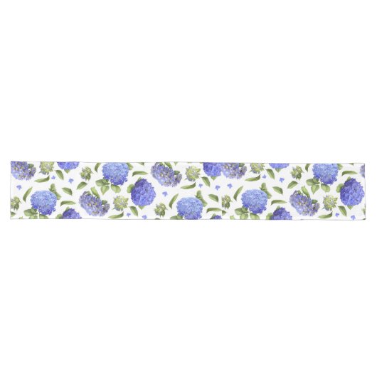 Chemin De Table Long Hortensias bleus (Horizontal)