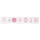 Chemin De Table Long Icônes de Noël rose sur blanc | (Horizontal)