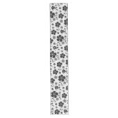 Chemin De Table Long Impression florale noire et blanche (Devant)