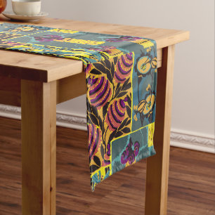 Chemin De Table Long Imprimé floral violet et sarcelle maximaliste vibr