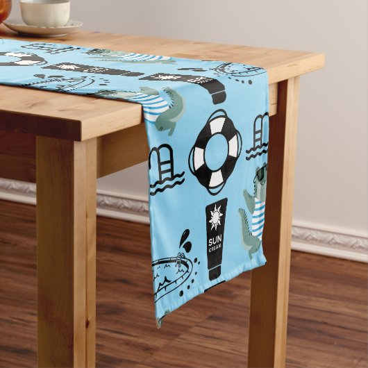 Chemin De Table Long Invitation d'anniversaire de piscine pour enfants (In Situ)
