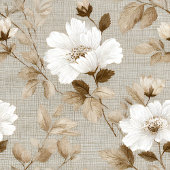 Chemin De Table Long Ivory Beige White Flowers Earthy Table Runner