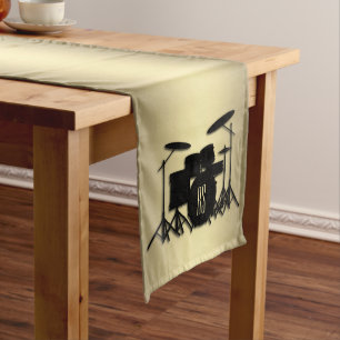Chemin De Table Long Jeu de tambour monogramme or