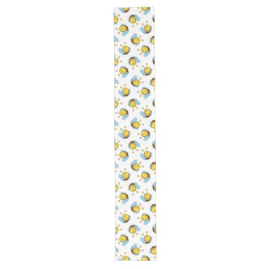 Chemin De Table Long Jolie bumble motif blanc (Devant)