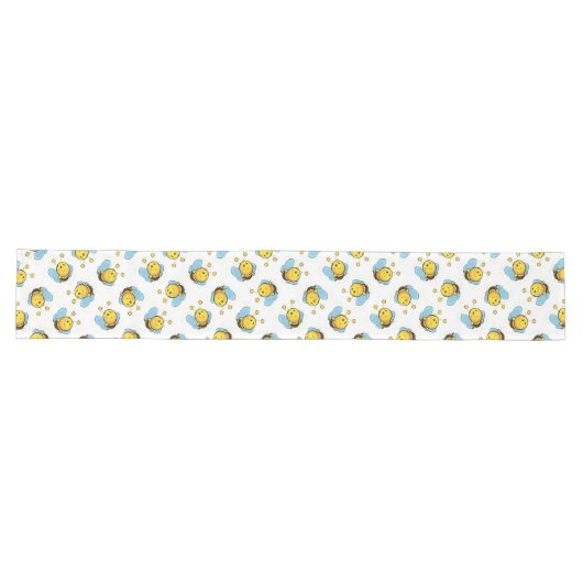 Chemin De Table Long Jolie bumble motif blanc (Horizontal)