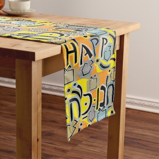Chemin De Table Long Joyeux Hanukkah Joyeux (In Situ)