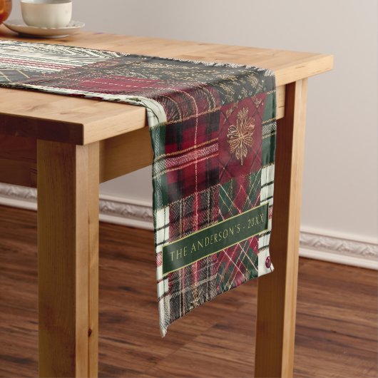 Chemin De Table Long Joyeux Noël Motif Carreaux Rustique (In Situ)
