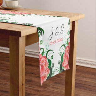 Chemin De Table Long Ketmie florale rose coureur l'épousant du Tableau