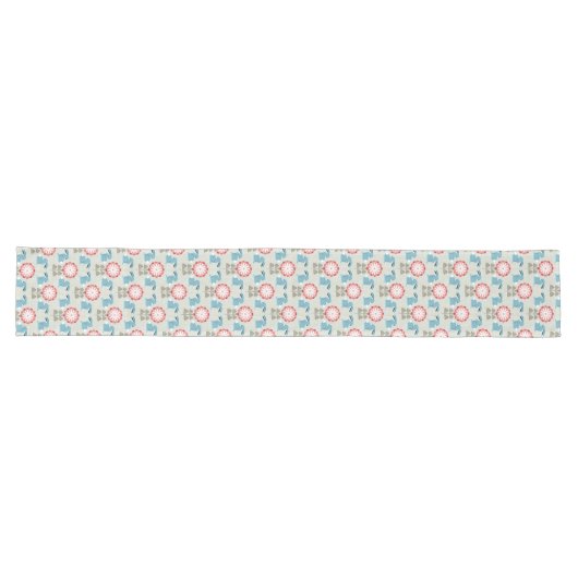 Chemin De Table Long Lapins et fleurs (Horizontal)