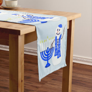 Chemin De Table Long Le bonhomme de neige de Hanoukka mignon ajoutent