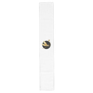 Chemin De Table Long libellule d'or en cercle noir