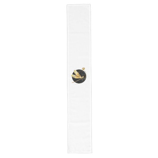 Chemin De Table Long libellule d'or en cercle noir (Devant)