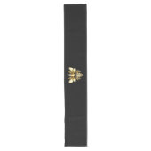 Chemin De Table Long Logo Faux Gold Foil Bee Polygonal sur Noir (Devant)
