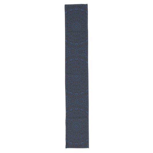 Chemin De Table Long Mandala bleu Cobalt avec symétrie complexe (Devant)
