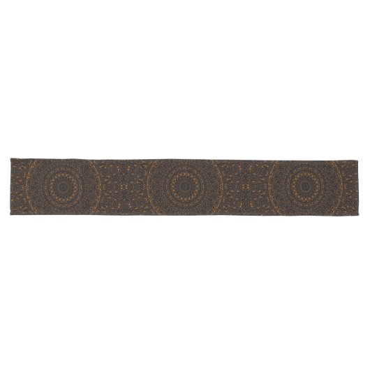 Chemin De Table Long Mandala Brown rustique au charme occidental (Horizontal)