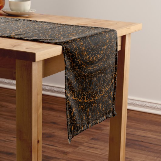 Chemin De Table Long Mandala Brun Rustique au Charme Occidental (In Situ)