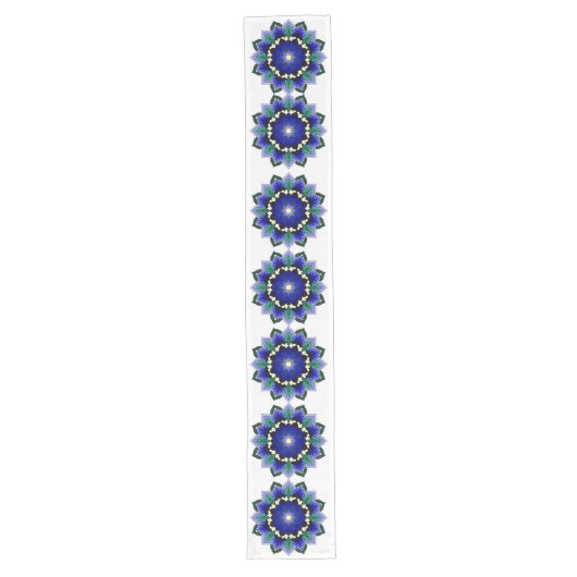 Chemin De Table Long Mandala Motif 02 en bleu foncé (Devant)