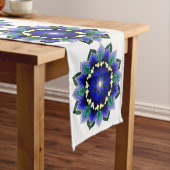 Chemin De Table Long Mandala Motif 02 en bleu foncé (In Situ)