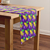 Chemin De Table Long Mardi gras vert Yellow Purple Fleur-de-lis (In Situ)
