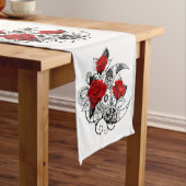 Chemin De Table Long Mechanical Crescent with Red Roses (In Situ)
