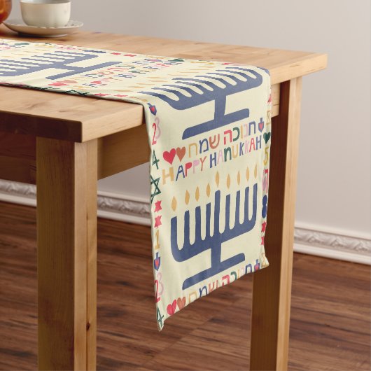 Chemin De Table Long Menorah de Hanouka (In Situ)