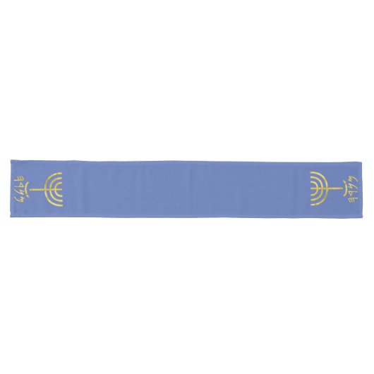 Chemin De Table Long Menorah Table Runner Blue Gold (Horizontal)