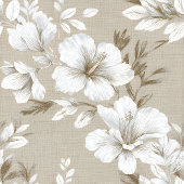 Chemin De Table Long Minimalist White Flowers Taupe Table Runner