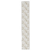 Chemin De Table Long Minimalist White Flowers Taupe Table Runner (Devant)