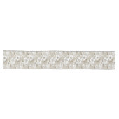 Chemin De Table Long Minimalist White Flowers Taupe Table Runner (Horizontal)