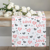 Chemin De Table Long Modern Love Text Sketch Heart Wedding Table Runner