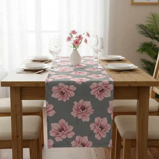 Chemin De Table Long Modern Pink Rose Table Runner
